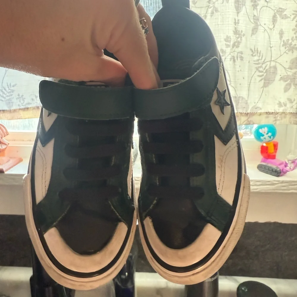 Converse Kids Black and White Sneakers with Star